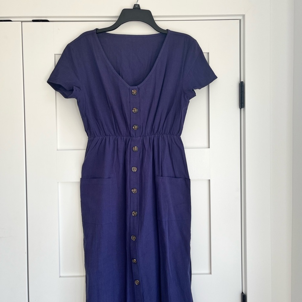 Elegant Purple Button-Down Dress